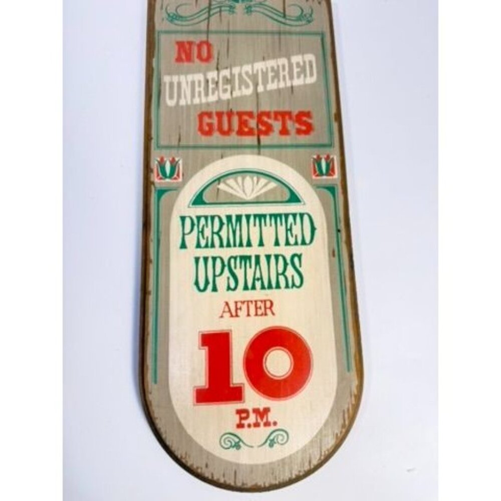 Wooden Western Saloon Sign No Unregistered Guest Upstairs Vintage YorkKraft - Picture 6 of 15